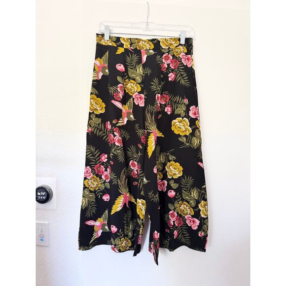Bespoke Swing Bird Fashions Botanical Print Gauchos Culottes Pants M - Picture 1 of 3